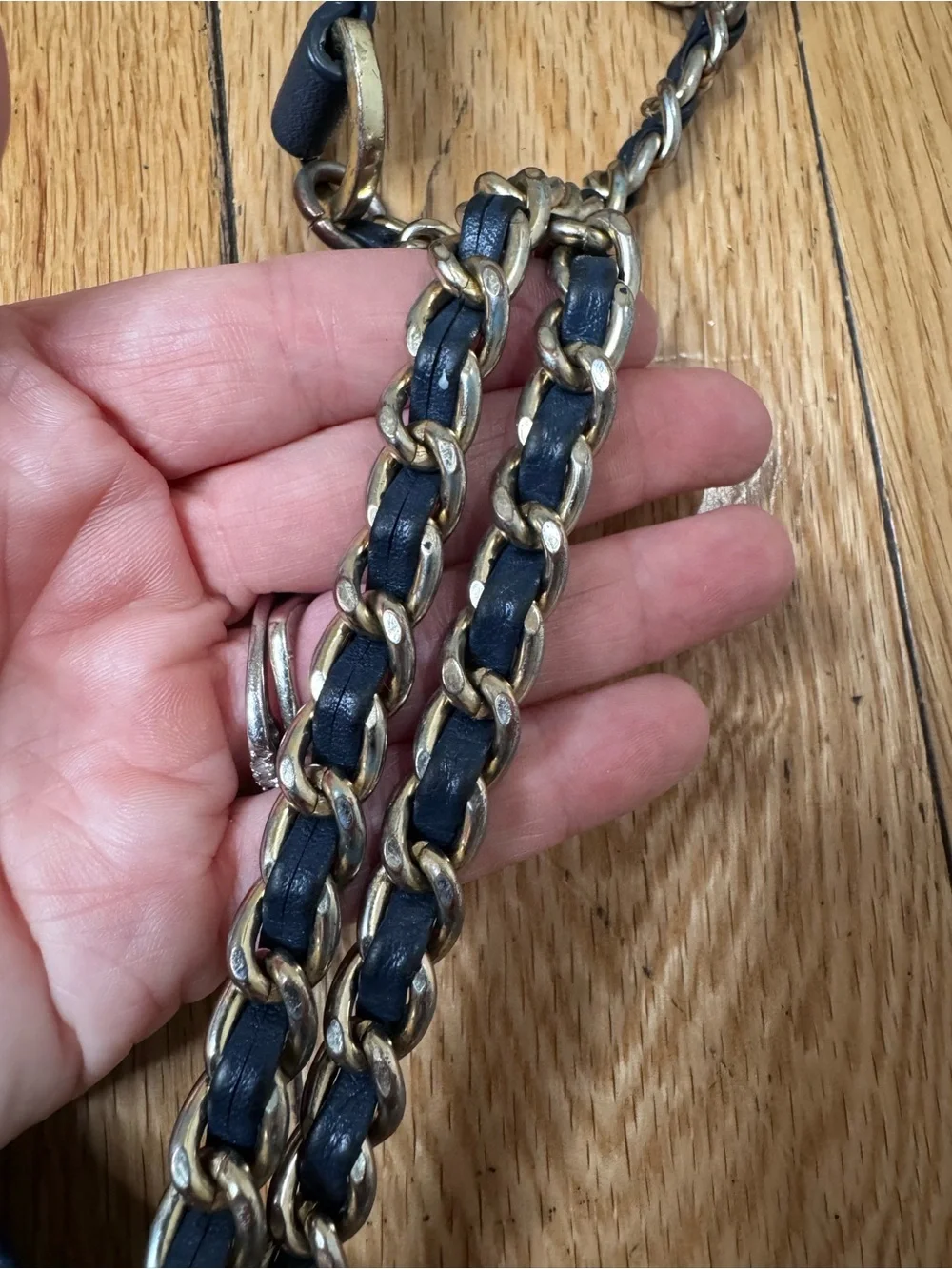 Tory Burch Blue Quilted Leather Shoulder Bag with Chain Strap See Photos